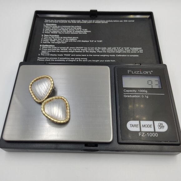 Vintage Jane Bohan Sterling Silver 925 18K Gold Clip On Modernist Earrings Rare - Picture 11 of 13